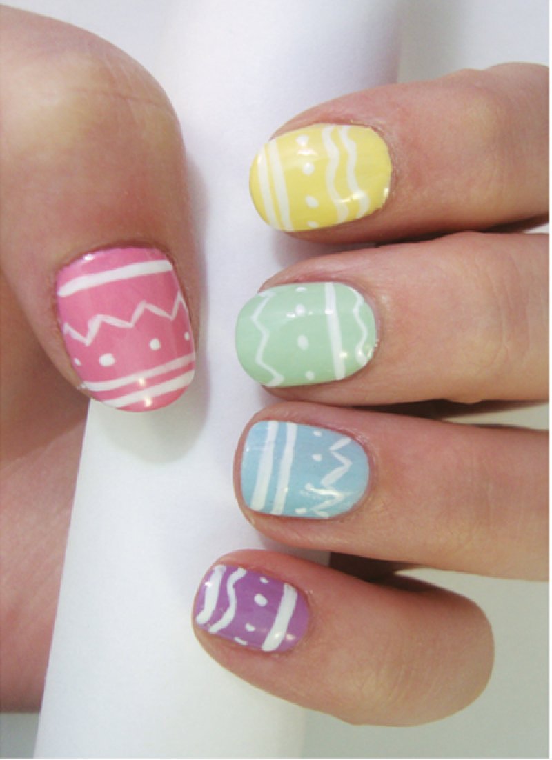 Soft spring hues band, Easter Nail Art Ideas