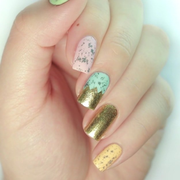 Speckled & Metallic Easter Egg Nails, Easter Nail Art Ideas