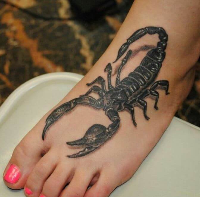 Foot is good choice for a scorpion tattoo.