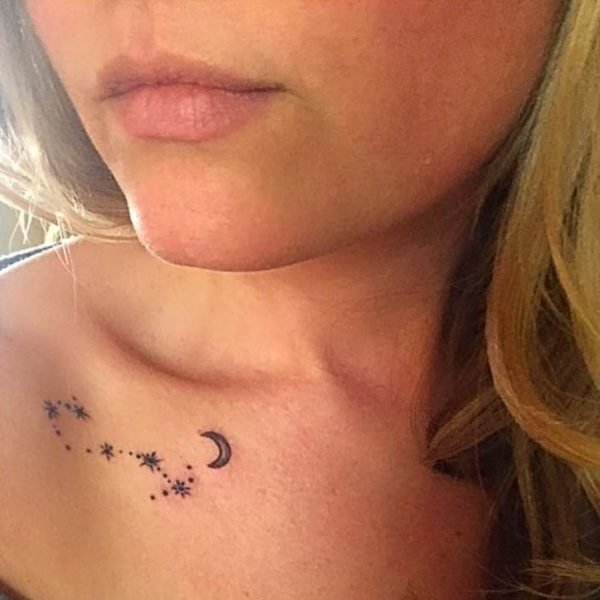 Mini Scorpio Constellation Collarbone Tattoo.