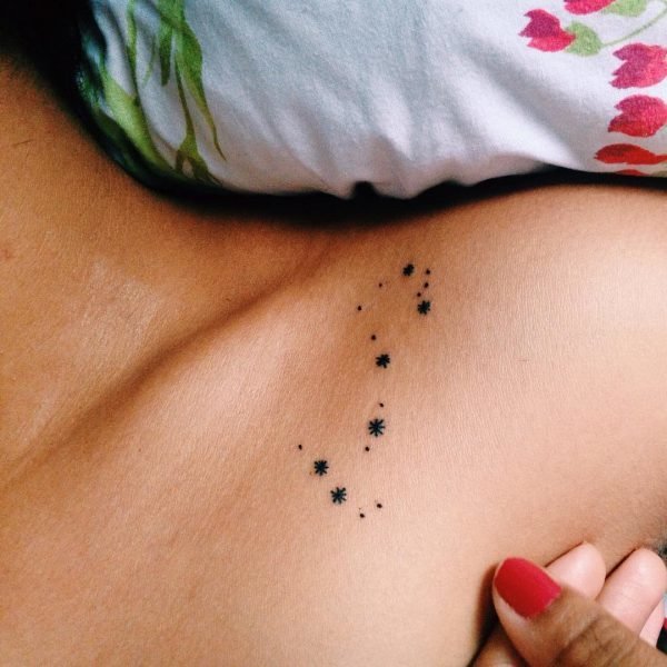 Mini Scorpio Constellation Shoulder Tattoo.