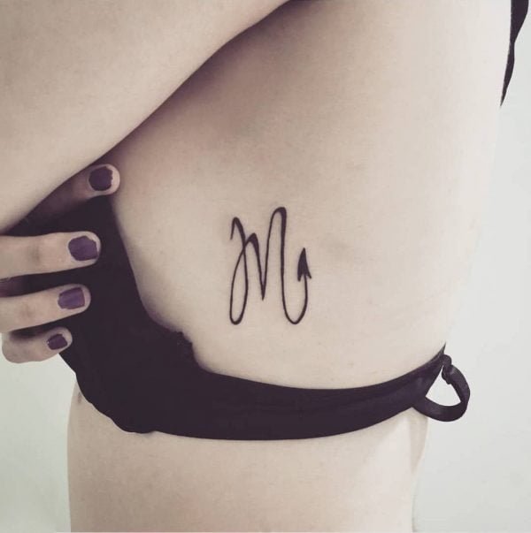 Scorpio Symbol Side Boob Tattoo.
