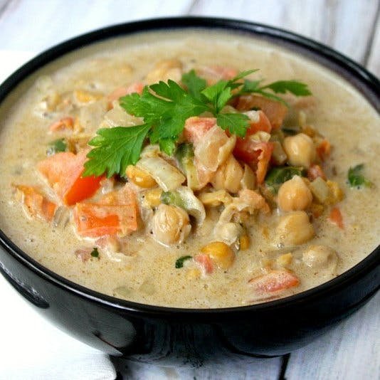 Spicy chickpea and tomato soup.