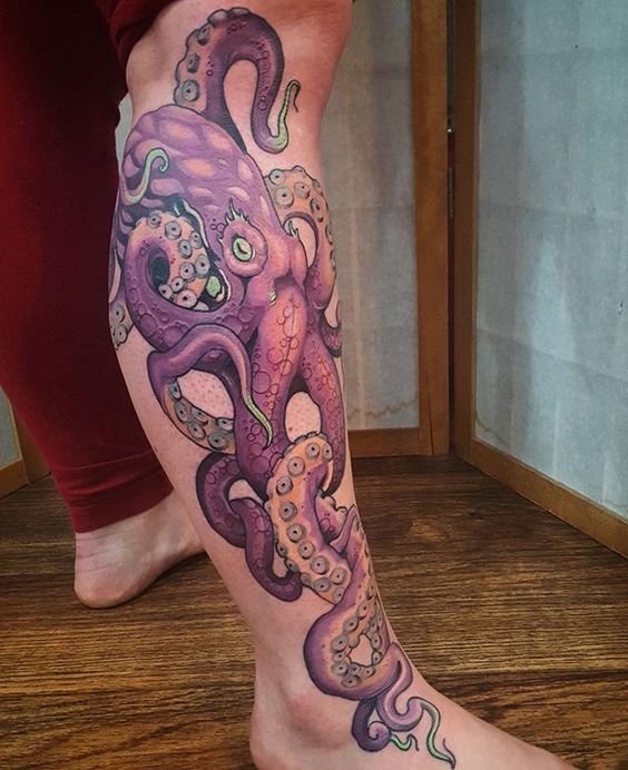 realistic octopus, coral reef, cool colors, tattoo, | Midjourney