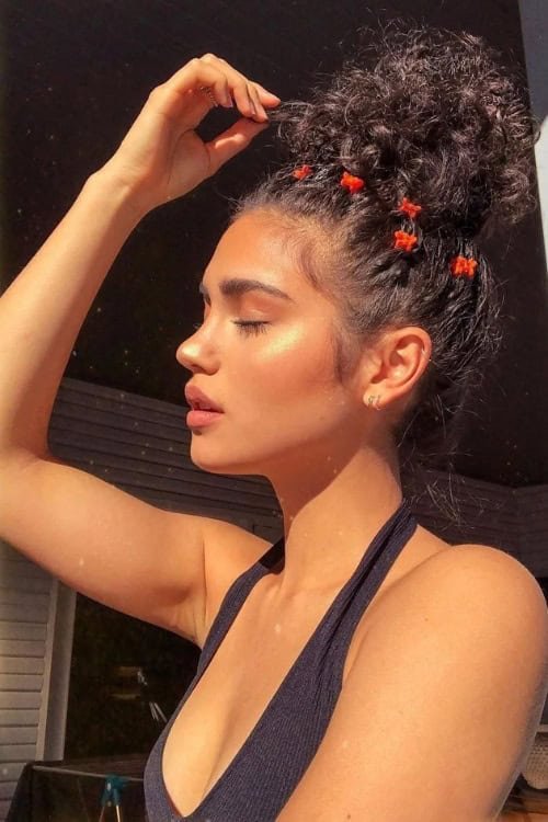 Curly Bun with Butterfly Clips