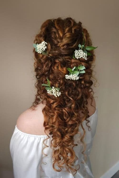 Romantic Curly Cascade with Flowers