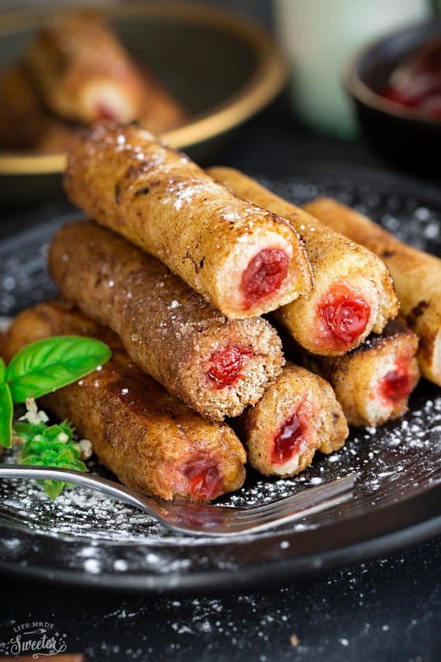 Cherry Cheesecake French Toast Roll Ups