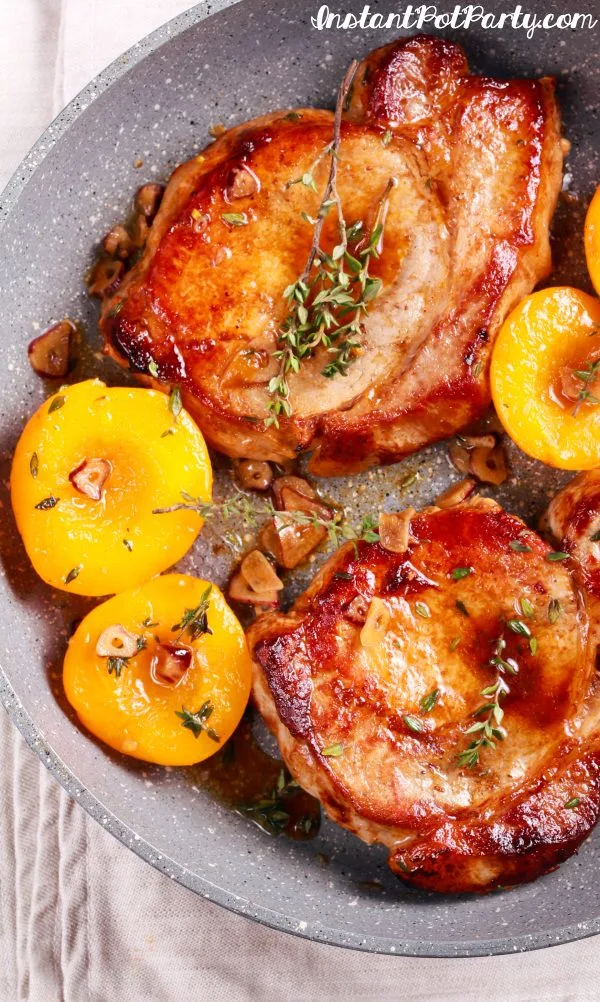 Instant Pot Pork Chops in Spicy Peach Sauce