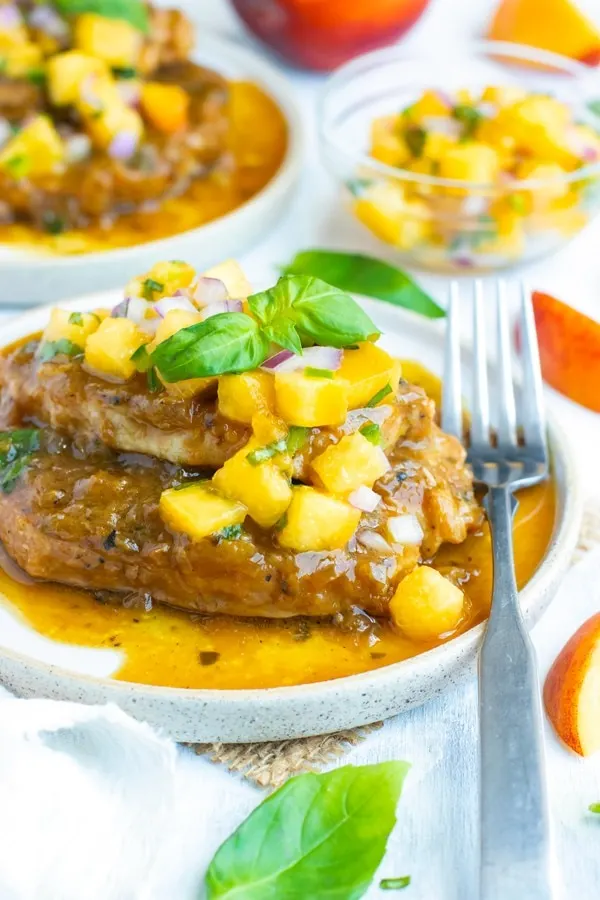 Instant Pot Pork Chops with Peach Salsa