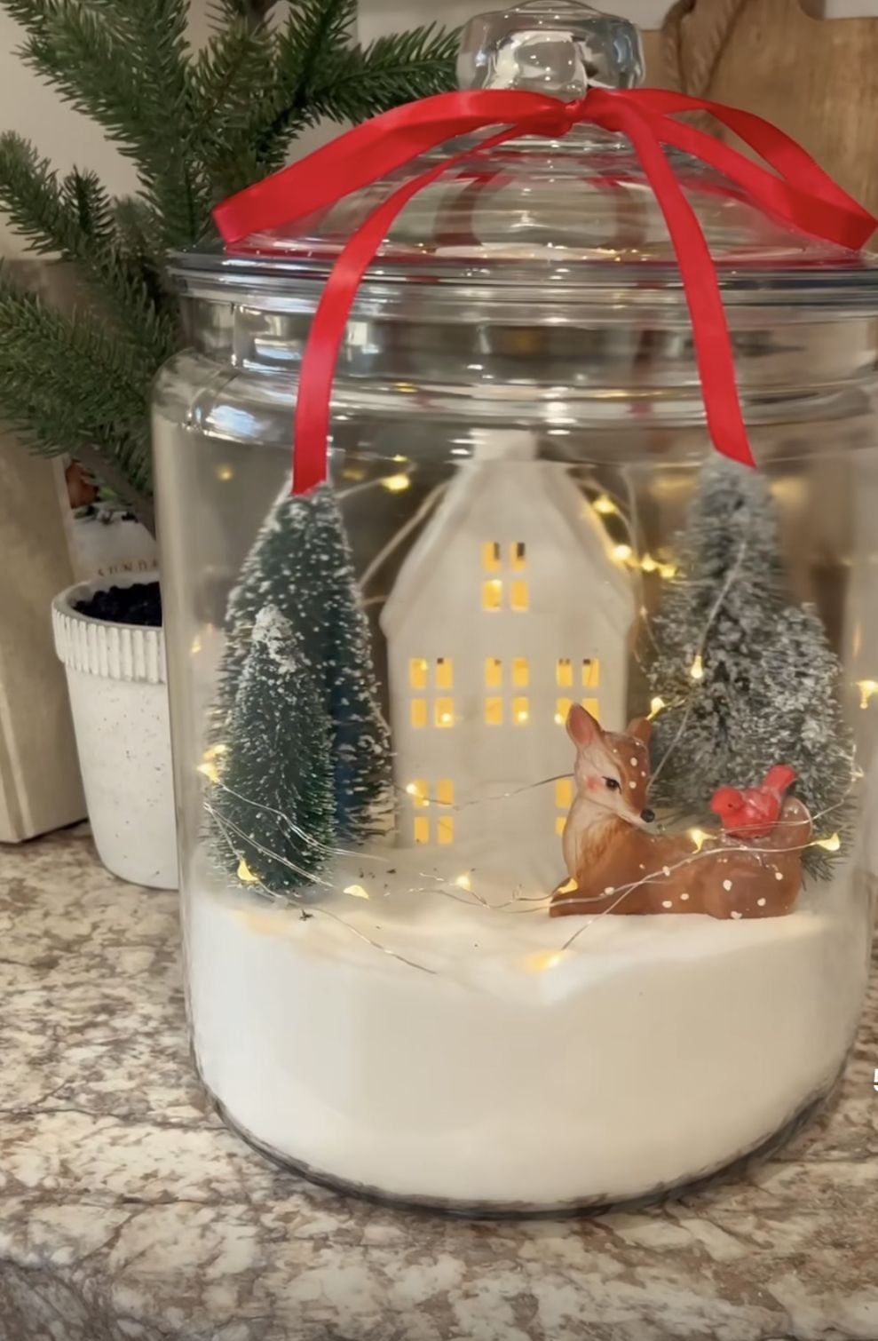 It is snowing in the jar