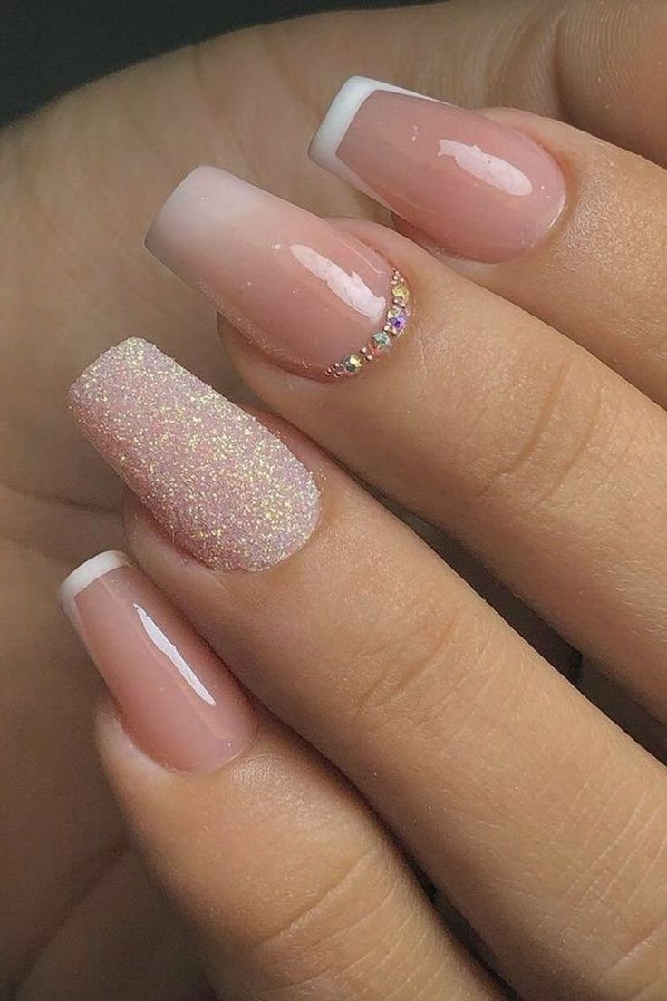 Acrylic nail extension, manicure, nail correction, hands in the foreground.  Reflective design. Stock Photo | Adobe Stock