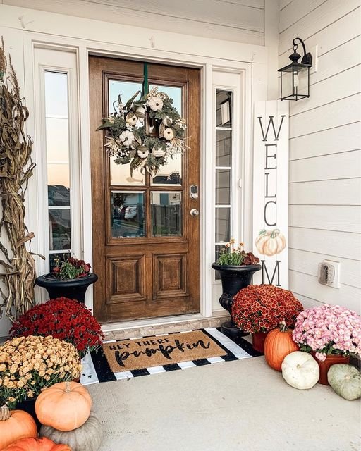 Pumpkins and mums