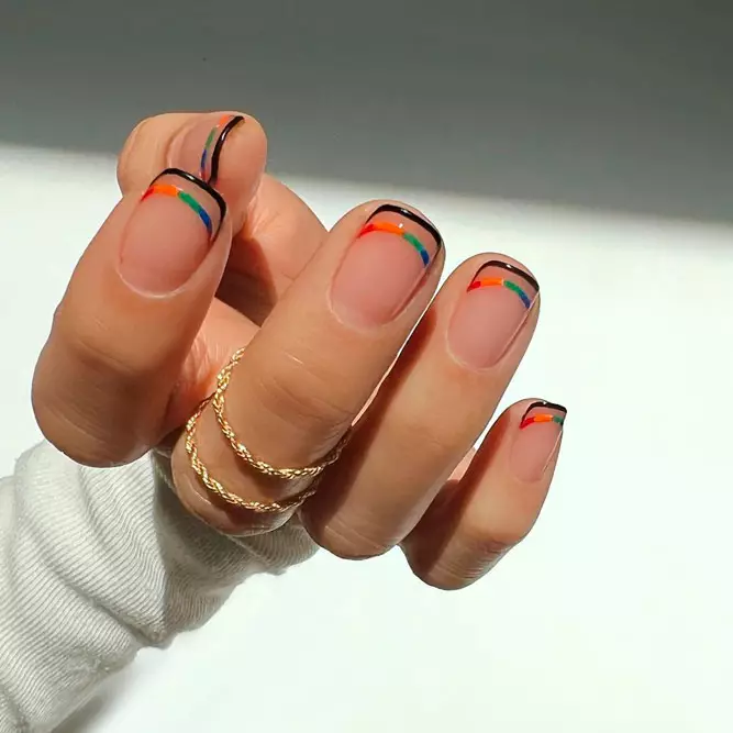 Double Short French Tip Nails