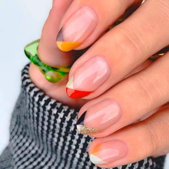 French Manicure with Autumn Colors