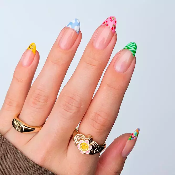 French Tip Nails in Summer Shades