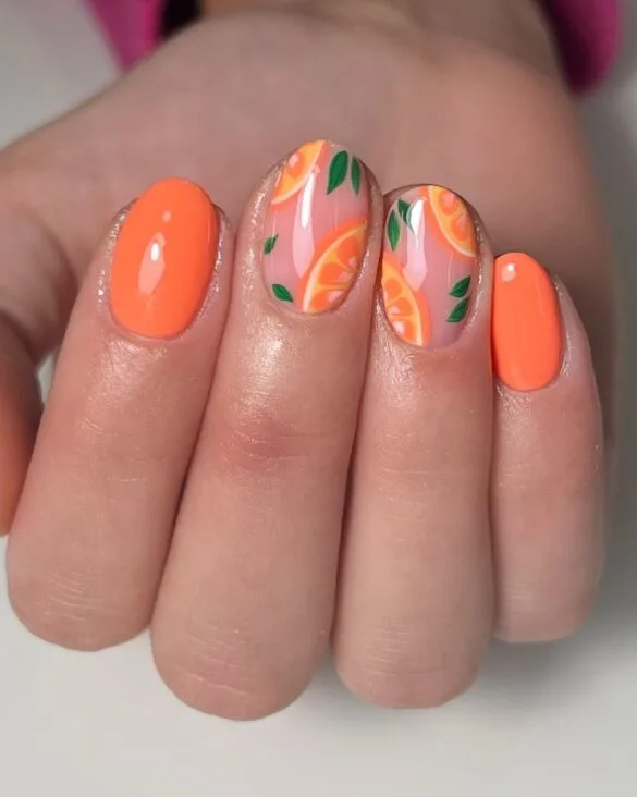 Fruity Orange Nails