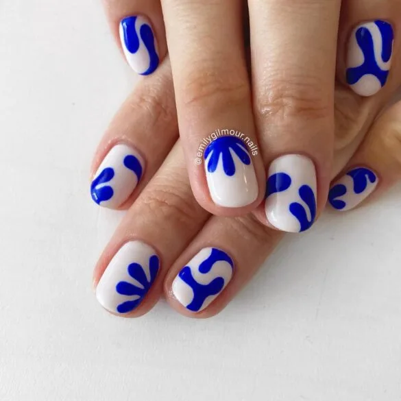Greek Vibes with Blue Swirl Nails