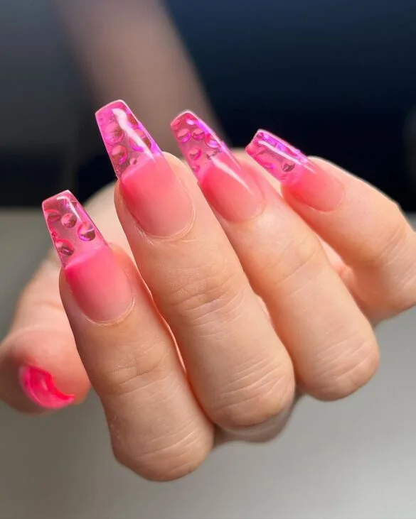 Pink Nails Inspired by 80s Pink Glassware