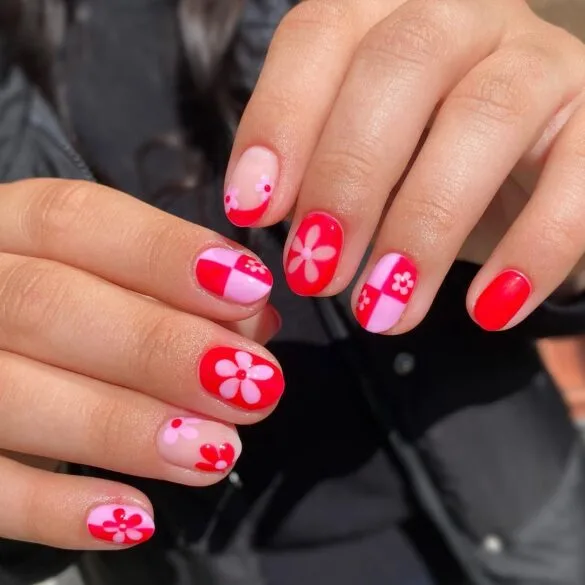 Pink and Red Combo with Flowers