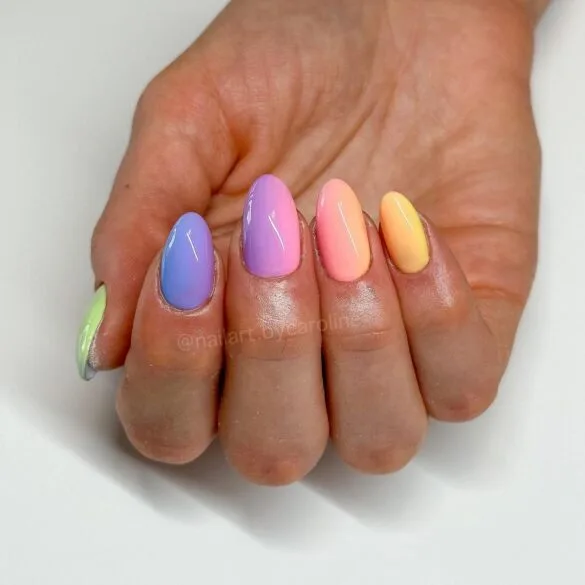 Rainbow Ombre Nails