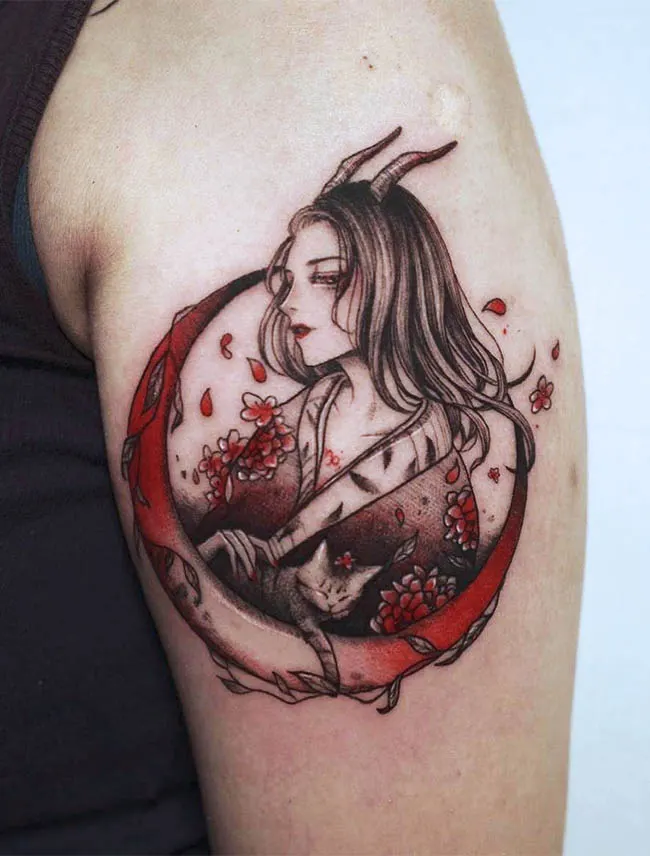 An anime tattoo for Capricorn women