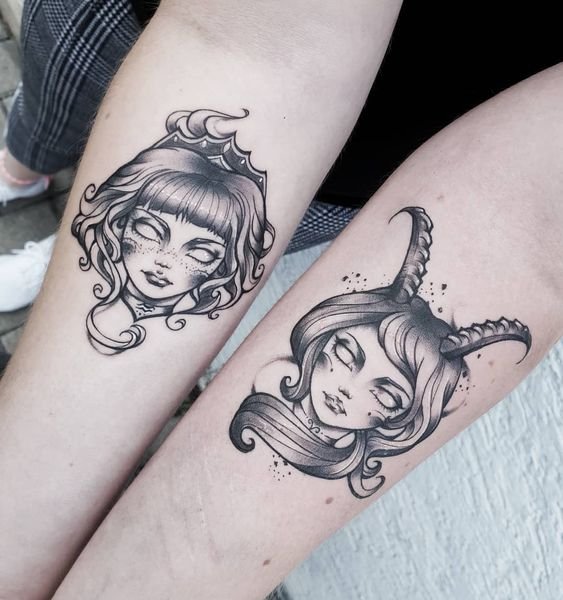 Matching best friend tattoos for Capricorn and Aquarius