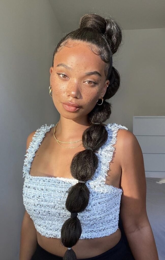 Long High Pony with Bubble Braids
