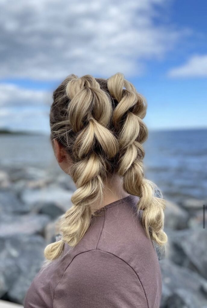 Medium Length blonde Bubble Braids