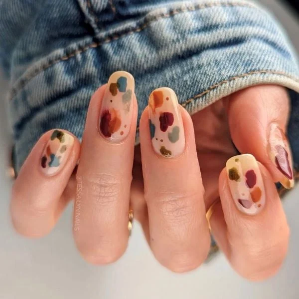 Abstract Painter’s Pallet Nail Design