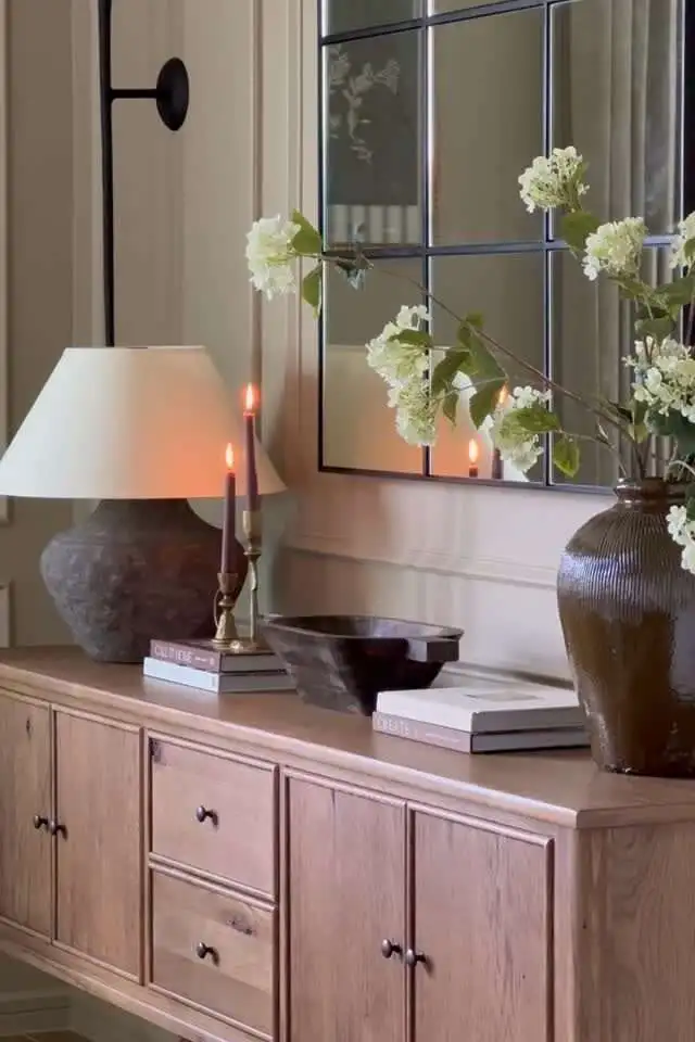 Brown Aesthetic Sideboard Styling