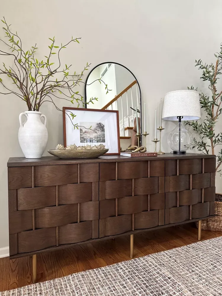 Chic Dark Wood Sideboard Styling