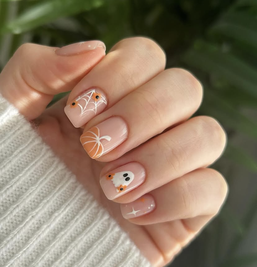 Cute Short Square Shape Halloween Nails