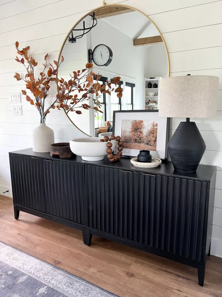 Dark and Decorated Sideboard Styling
