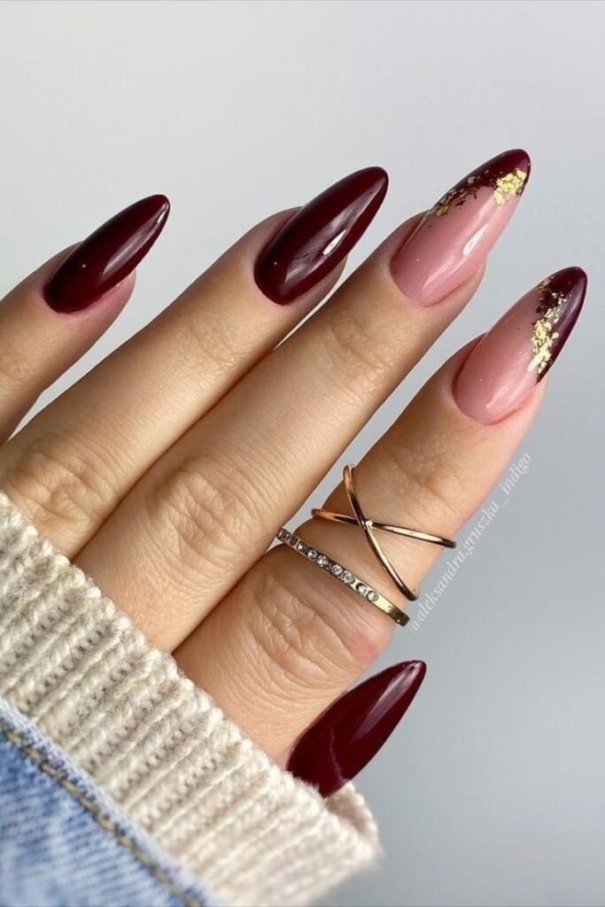 Deep Burgundy with Gold Foil