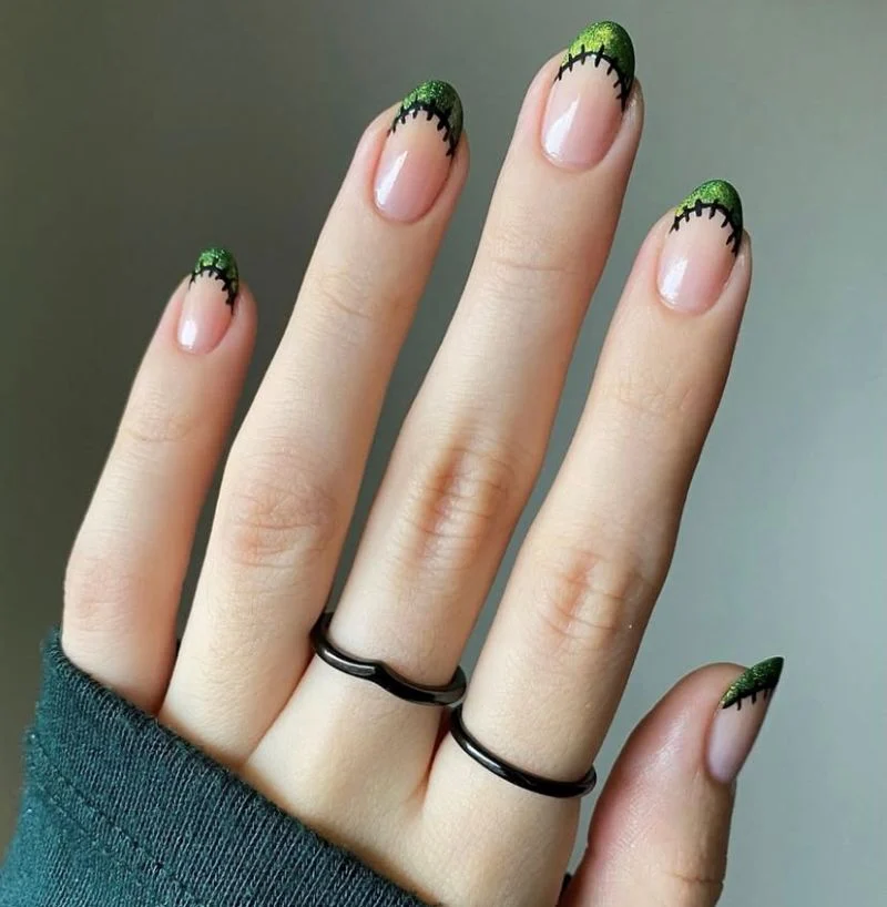 Frankenstein French Tips