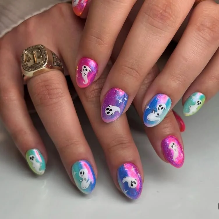 Halloween Chrome Gel Nails