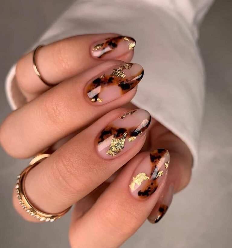 Leopard Print and Gold Foil Flakes