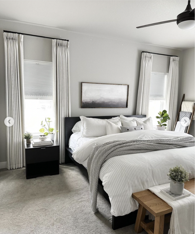 Light Grey Bedroom With Black Bedroom Furniture