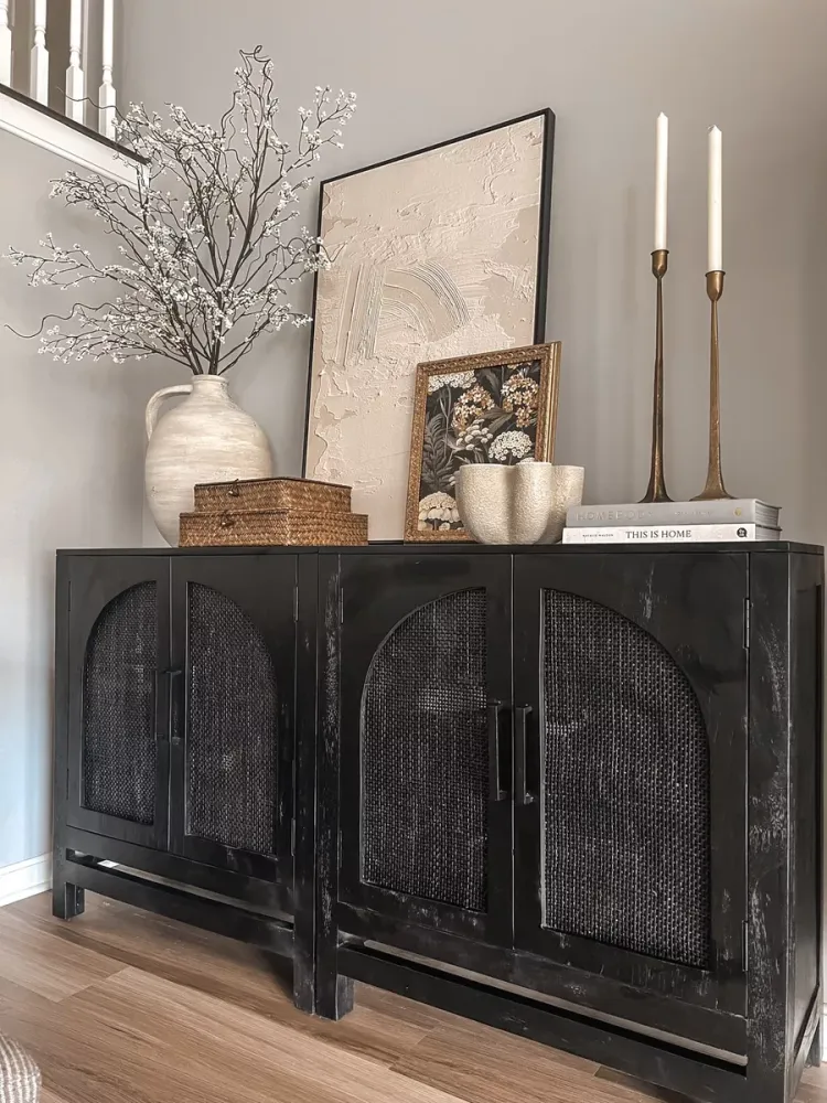 Neutral & Dark Aesthetic Sideboard Styling