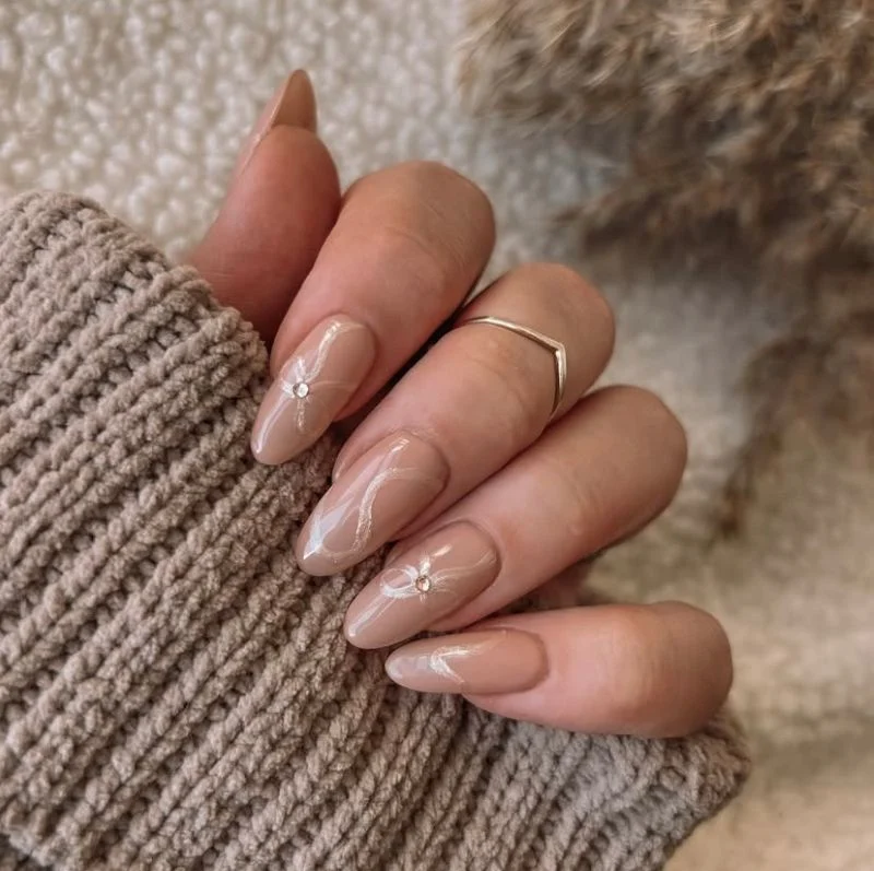 Nude Bow Nails