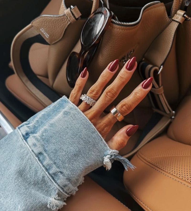 Oval Maroon Nails