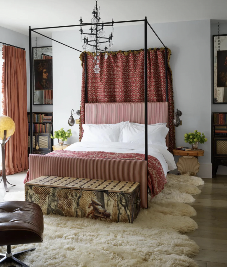 Pink Bed On White Rug