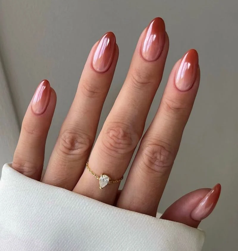 Red Ombre Chrome Nails