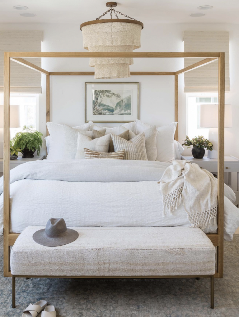 Wooden Bed And Rugs Under Bed