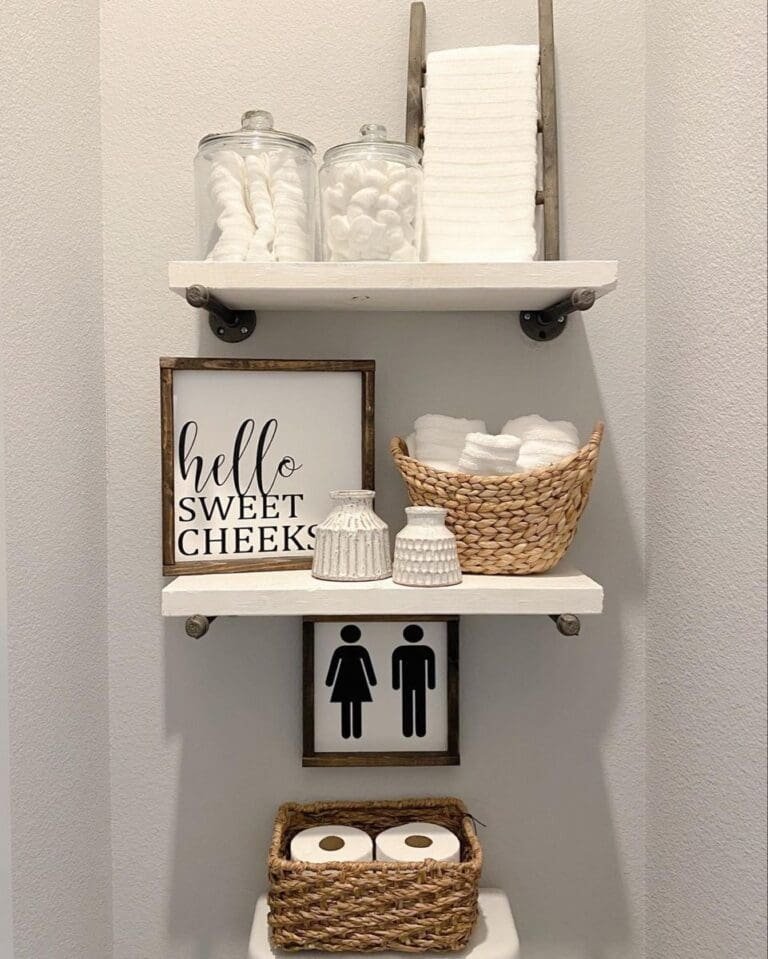 Toilet Paper in Rattan Basket