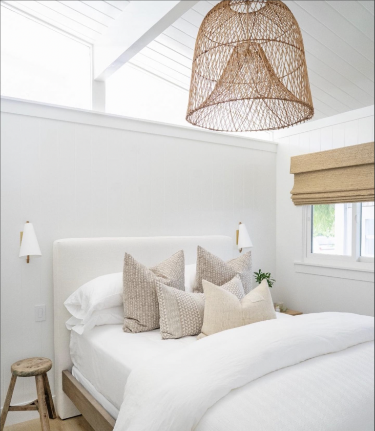 White Bedroom With White Sconces