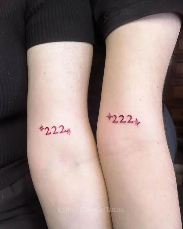 Matching 222 arm tattoos