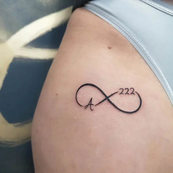 Infinity initial tattoo and 222
