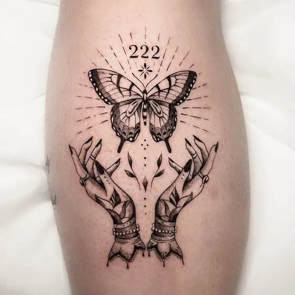 Witchy angel number tattoo