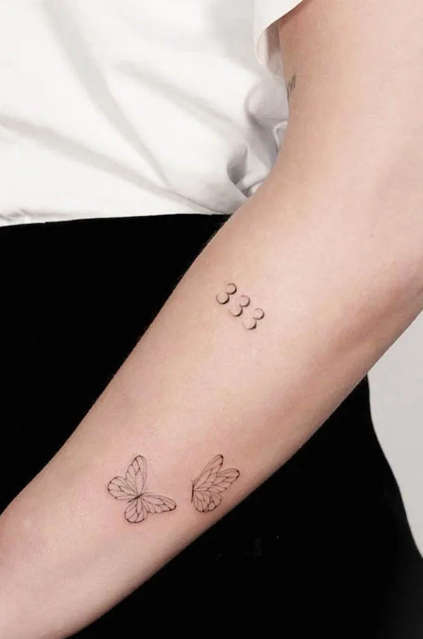 333 forearm tattoo